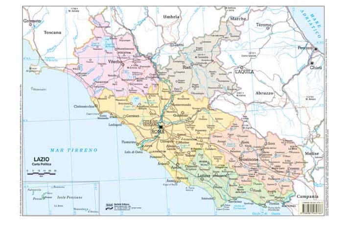 Lazio Formato A3 Plast Fisico Politico Aavv Cartina Geografica Belletti 032007 Hoepliit 8853