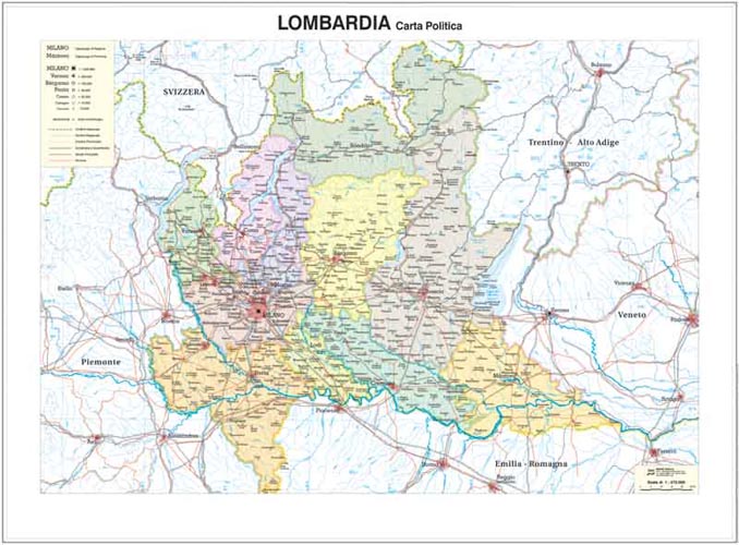 Lombardia Carta Murale Scolastica Plast. Aste 132 X 99 - Aa.Vv